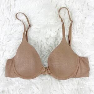 Victoria’s Secret Uplift Semi Demi T-Shirt Bra, Tan 32B